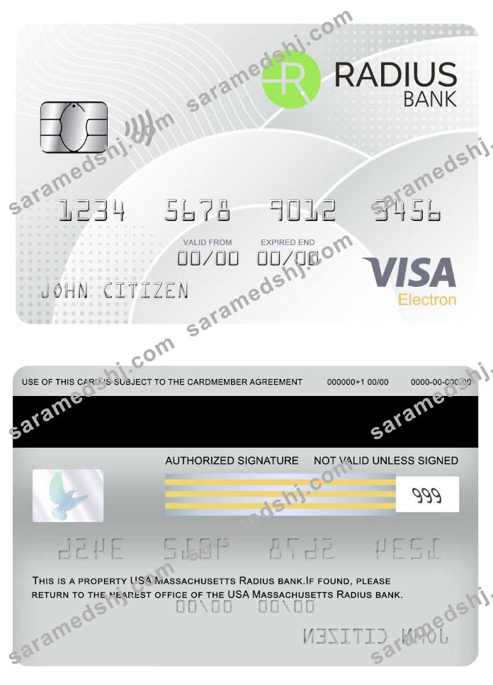USA Massachusetts Radius visa electron card